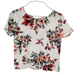 ABERCROMBIE & FITCH White Floral Crop Top Womens Size XS Extra Small Cottagecore
